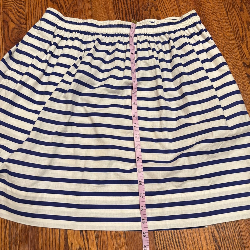J.Crew Women Blue White Striped Cotton Elastic Mini Skirt Nautical Preppy 12 - Picture 7 of 7